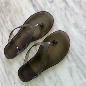 Black Gray Clear Jelly Flip Flops new